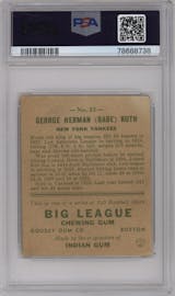 Babe Ruth from the 1933 Goudey set graded by PSA and given an overall grade of 2.
