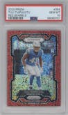 Tuli Tuipulotu from the 2023 Panini Prizm set featuring a Red Sparkle parallel graded by PSA and given an overall grade of 10.
