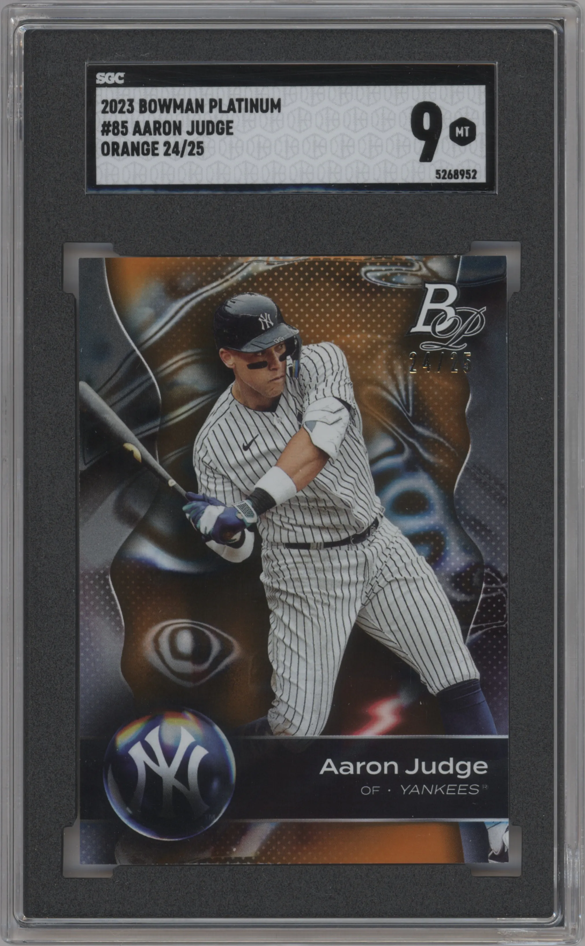 2023 Bowman Platinum Aaron Judge Orange SGC 9