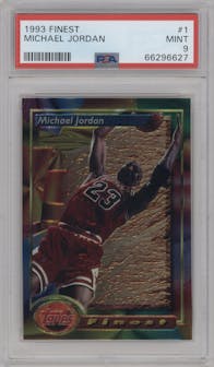 Michael Jordan from the 1993-94 Topps Finest  set graded by PSA and given an overall grade of 9.