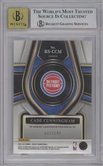 Cade Cunningham from the 2021-22 Panini Select set graded by Beckett and given an overall grade of 9.