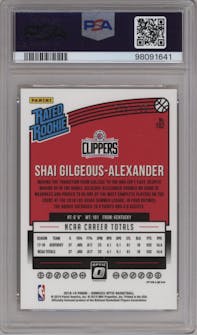 Shai Gilgeous-Alexander from the 2018-19 Panini Donruss Optic set featuring a Orange parallel graded by PSA and given an overall grade of 9.