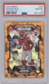 Rashee Rice from the 2023 Panini Prizm set featuring a Orange Ice parallel graded by PSA and given an overall grade of 10.