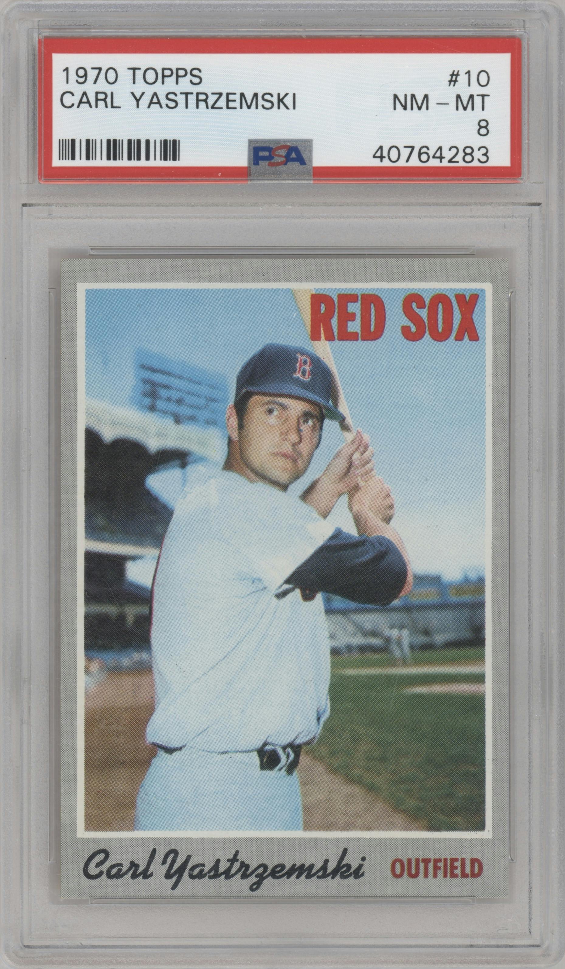 Carl Yastrzemski from the 1970 Topps set graded by PSA and given an overall grade of 8.