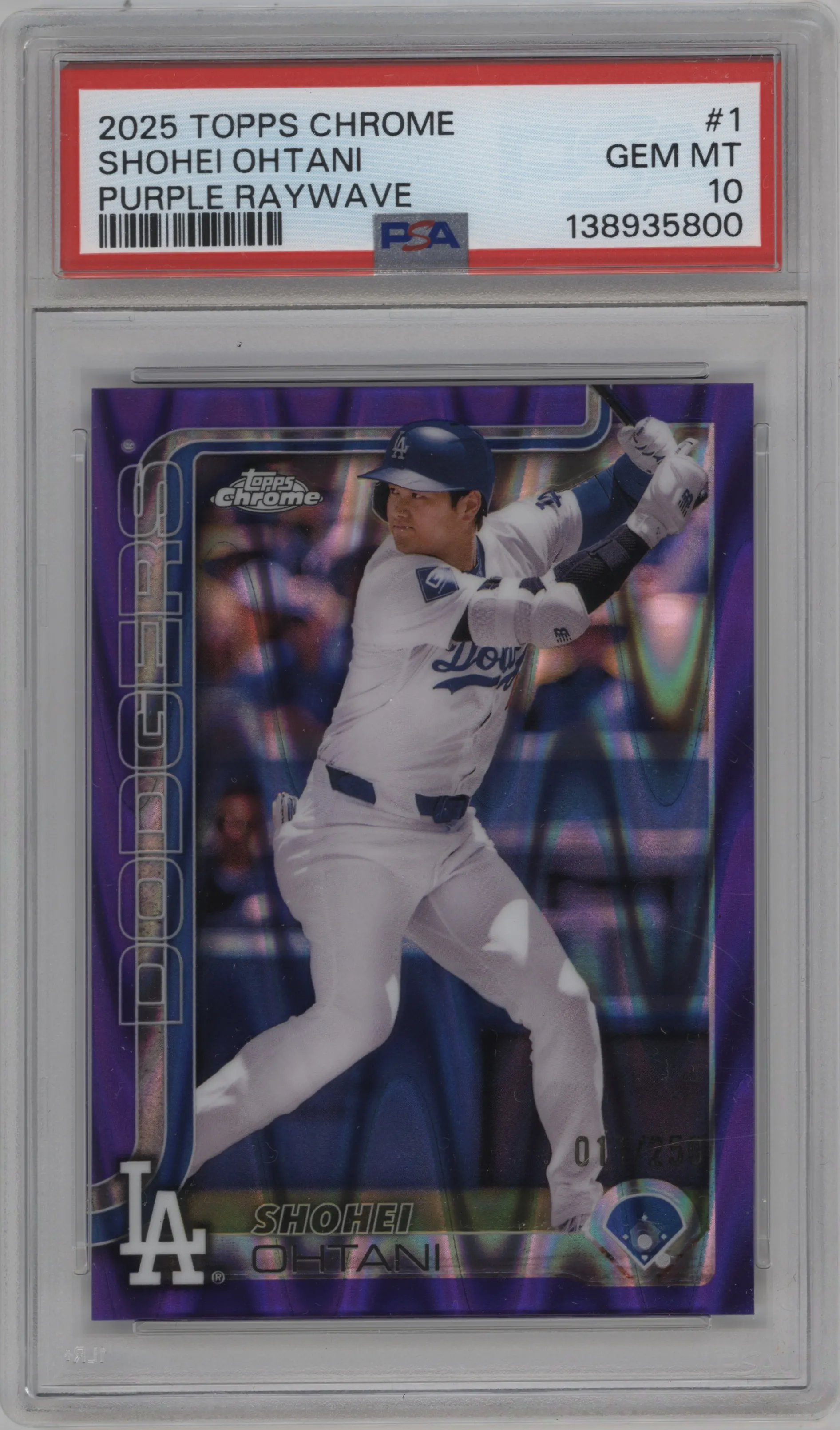 2025 Topps Chrome Shohei Ohtani Purple Raywave Refractor #1 PSA 10