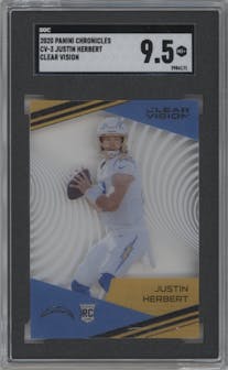 Justin Herbert from the 2020 Panini Chronicles set graded by SGC and given an overall grade of 9.5.