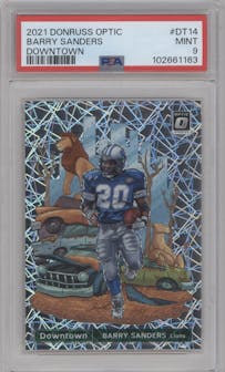 Barry Sanders  from the 2021 Panini Donruss Optic set graded by PSA and given an overall grade of 9.