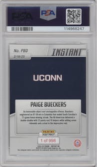 Paige Bueckers from the 2024 Panini Instant NIL set graded by PSA and given an overall grade of 9.