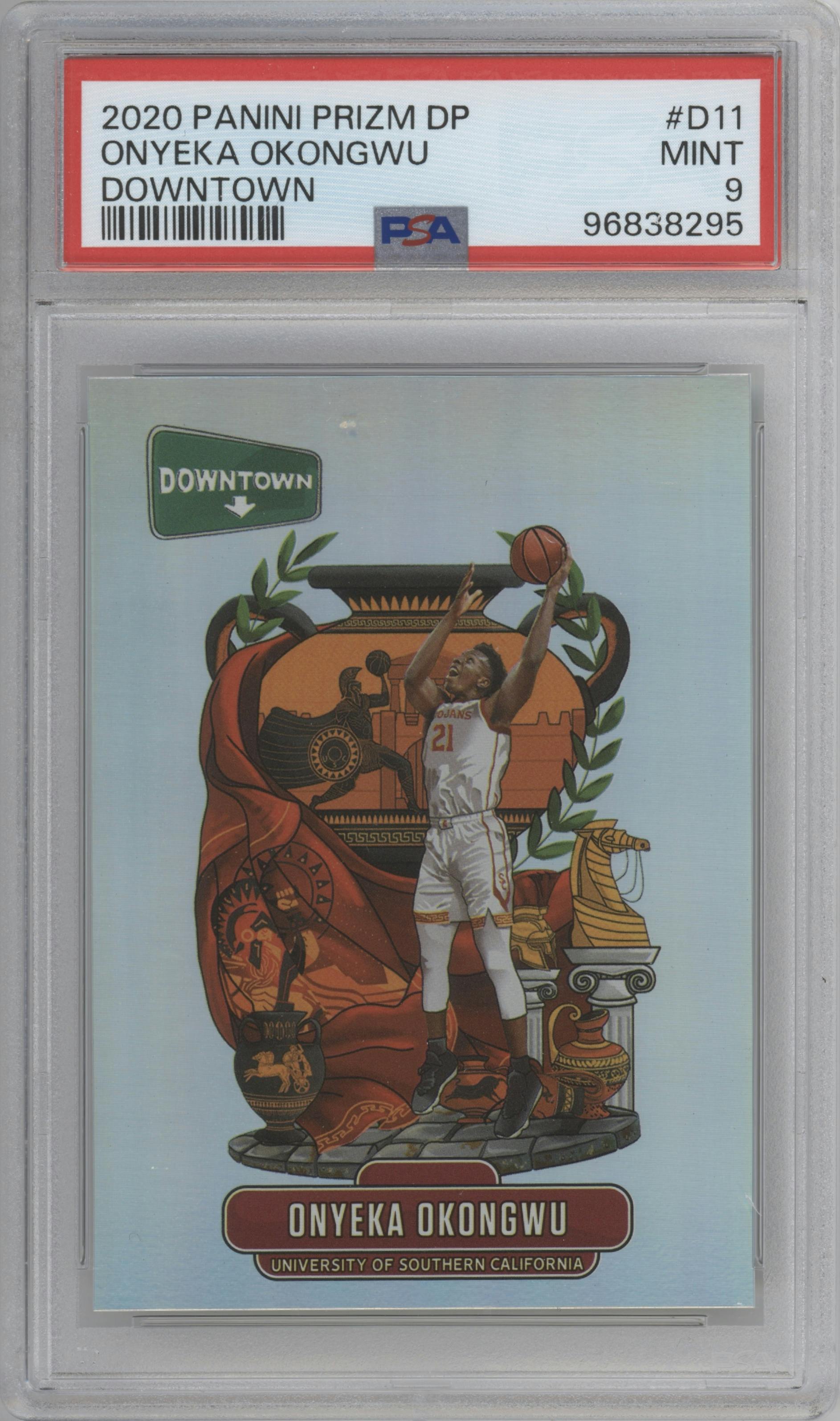 Onyeka Okongwu from the 2020-21 Panini Prizm Draft Picks set graded by PSA and given an overall grade of 9.