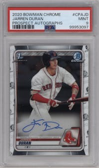 Jarren Duran from the 2020 Bowman set graded by PSA and given an overall grade of 9.