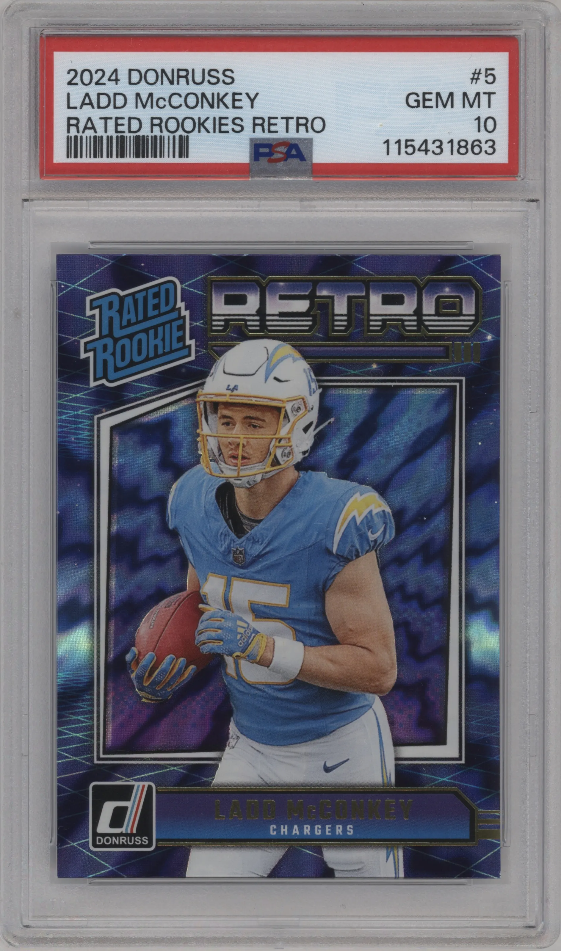 2024 Donruss Retro Rtd.Rke. Ladd McConkey #5 PSA 10