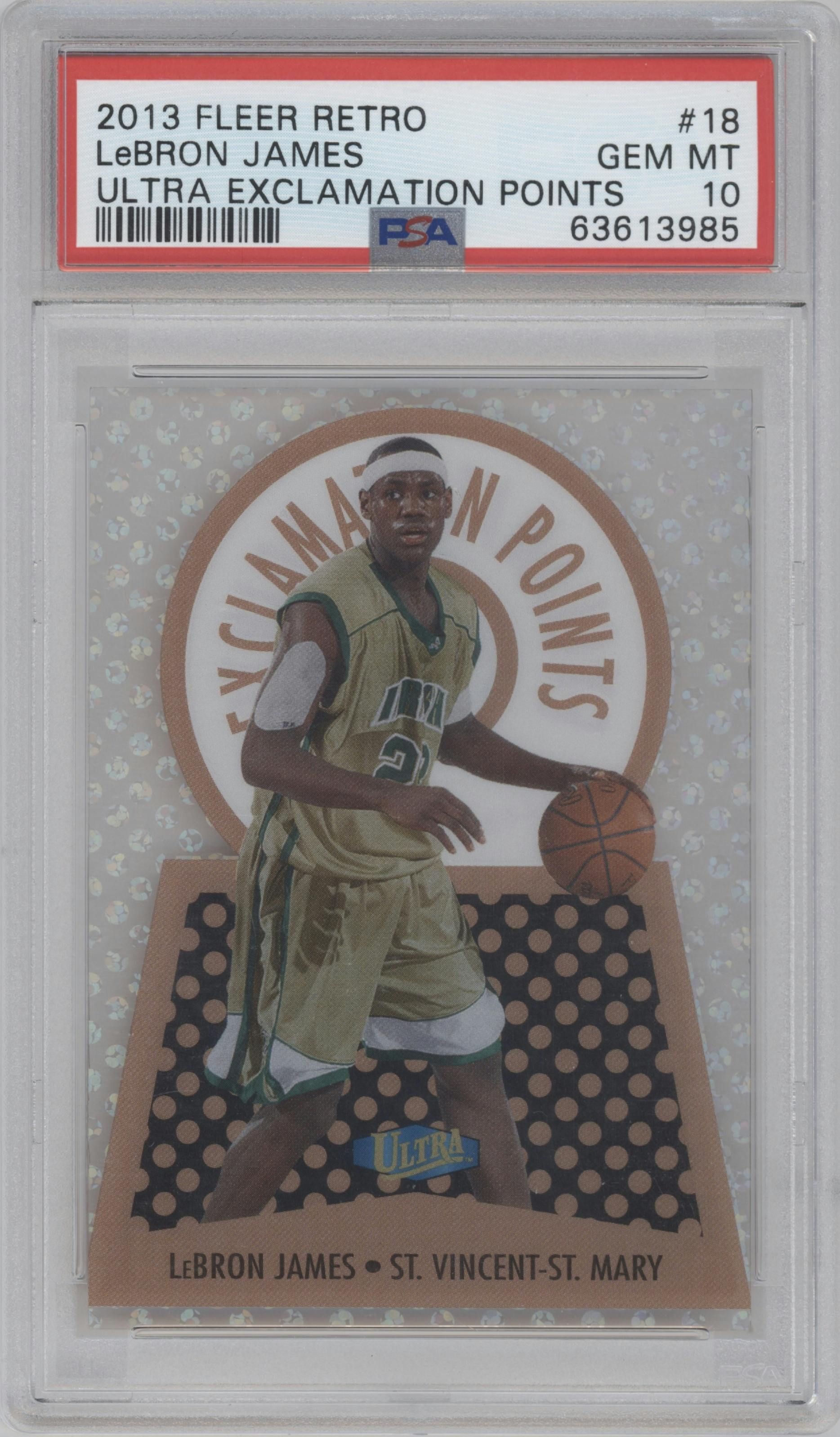 LeBron James from the 2013-14 Fleer Retro set graded by PSA and given an overall grade of 10.