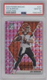 Joe Burrow from the 2020 Panini Mosaic set featuring a Pink Camo parallel graded by PSA and given an overall grade of 10.