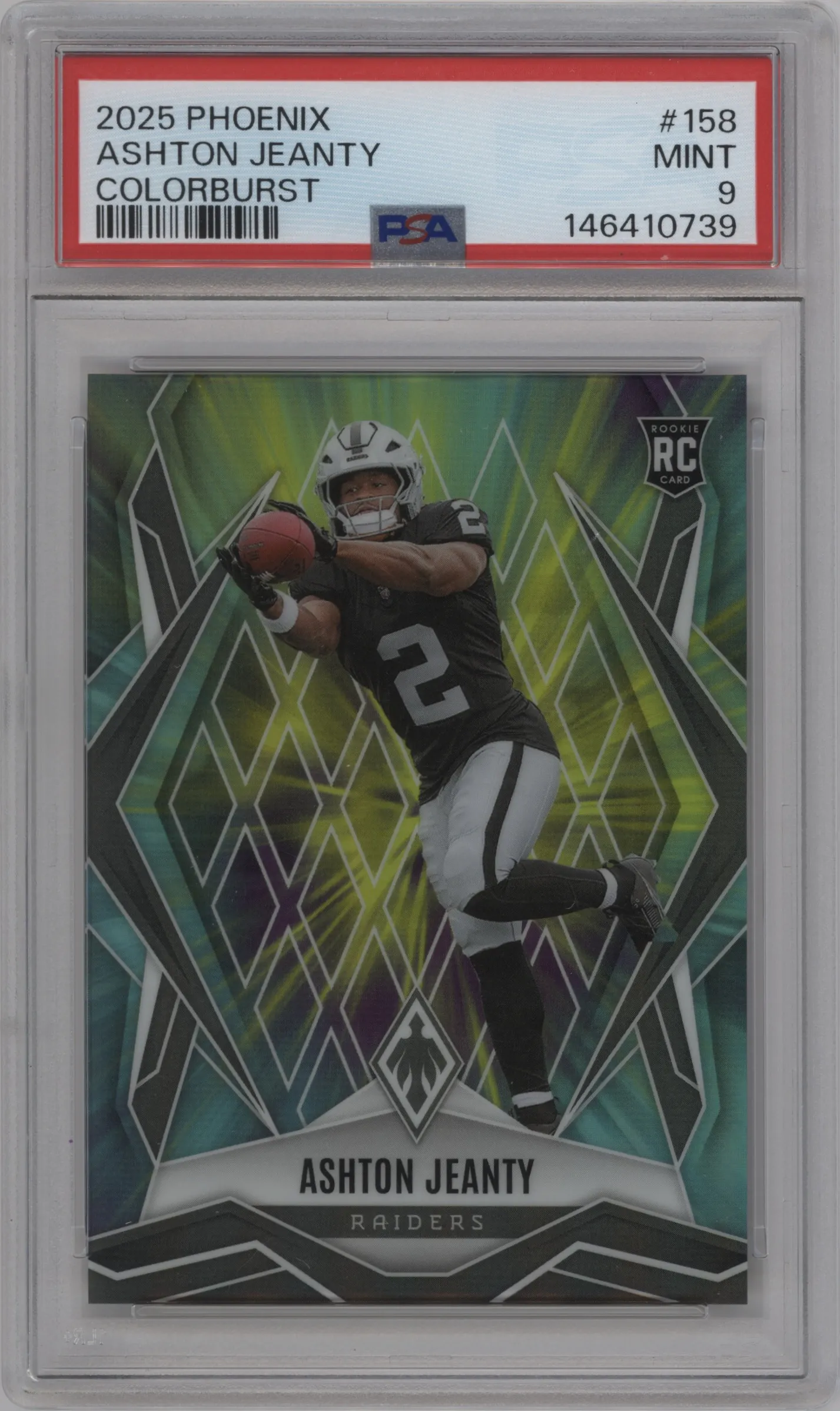 2025 Panini Phoenix Ashton Jeanty Color Burst Prizm #158 PSA 9