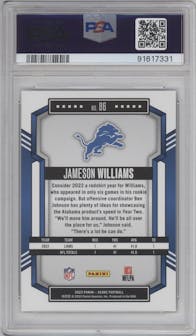 Jameson Williams from the 2023 Panini Score set featuring a Extraterrestrial parallel graded by PSA and given an overall grade of 10.