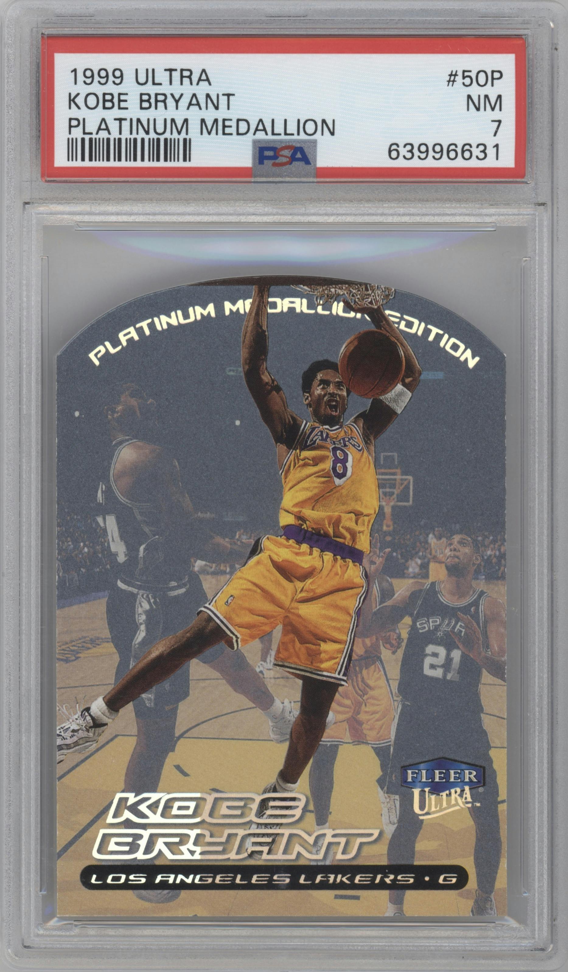 Kobe Bryant from the 1999 Fleer Ultra set graded by PSA and given an overall grade of 7.