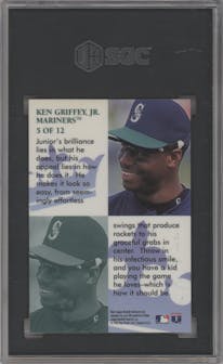 Ken Griffey Jr. from the 1996 Flair set graded by SGC and given an overall grade of 9.5.