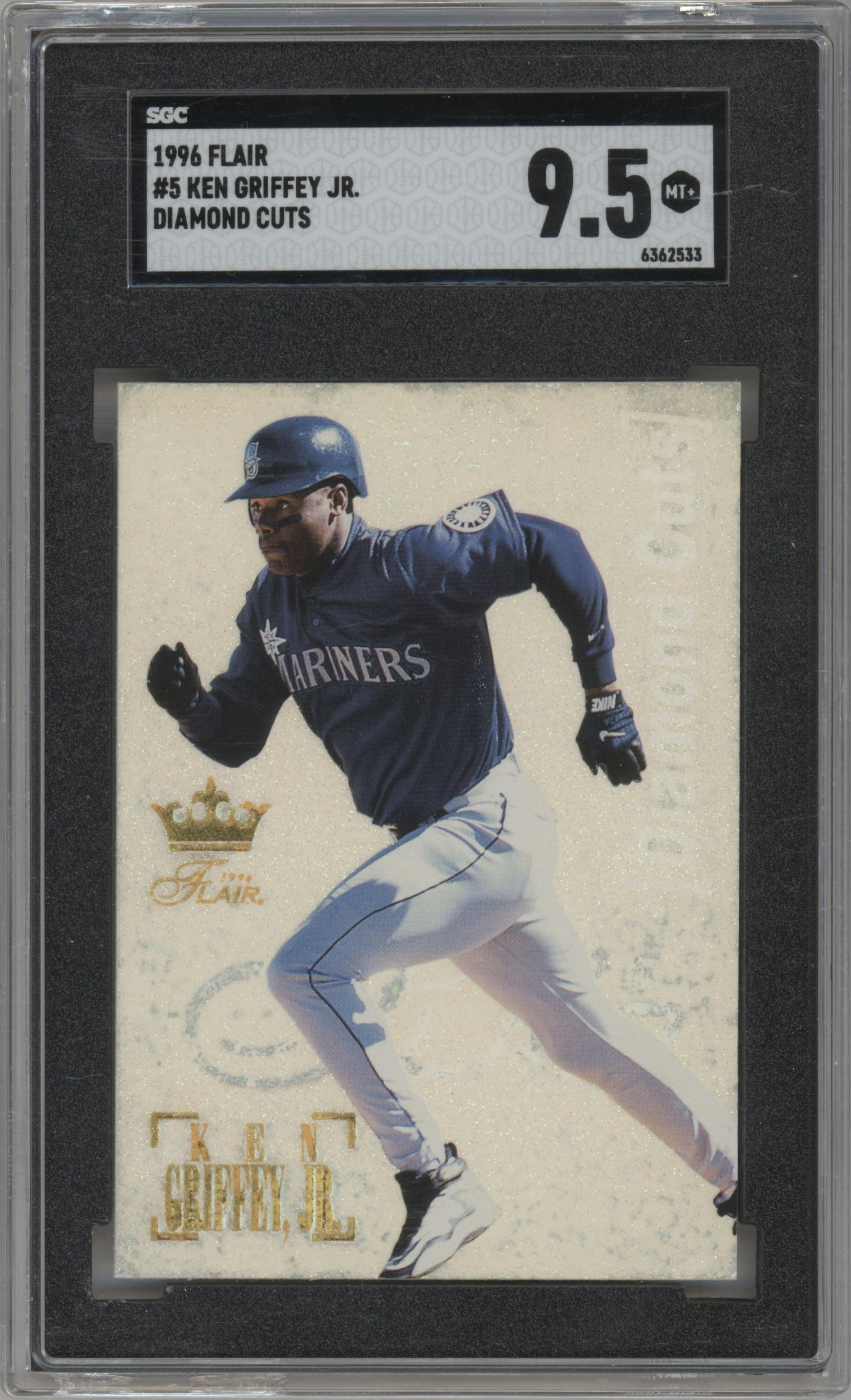 Ken Griffey Jr. from the 1996 Flair set graded by SGC and given an overall grade of 9.5.