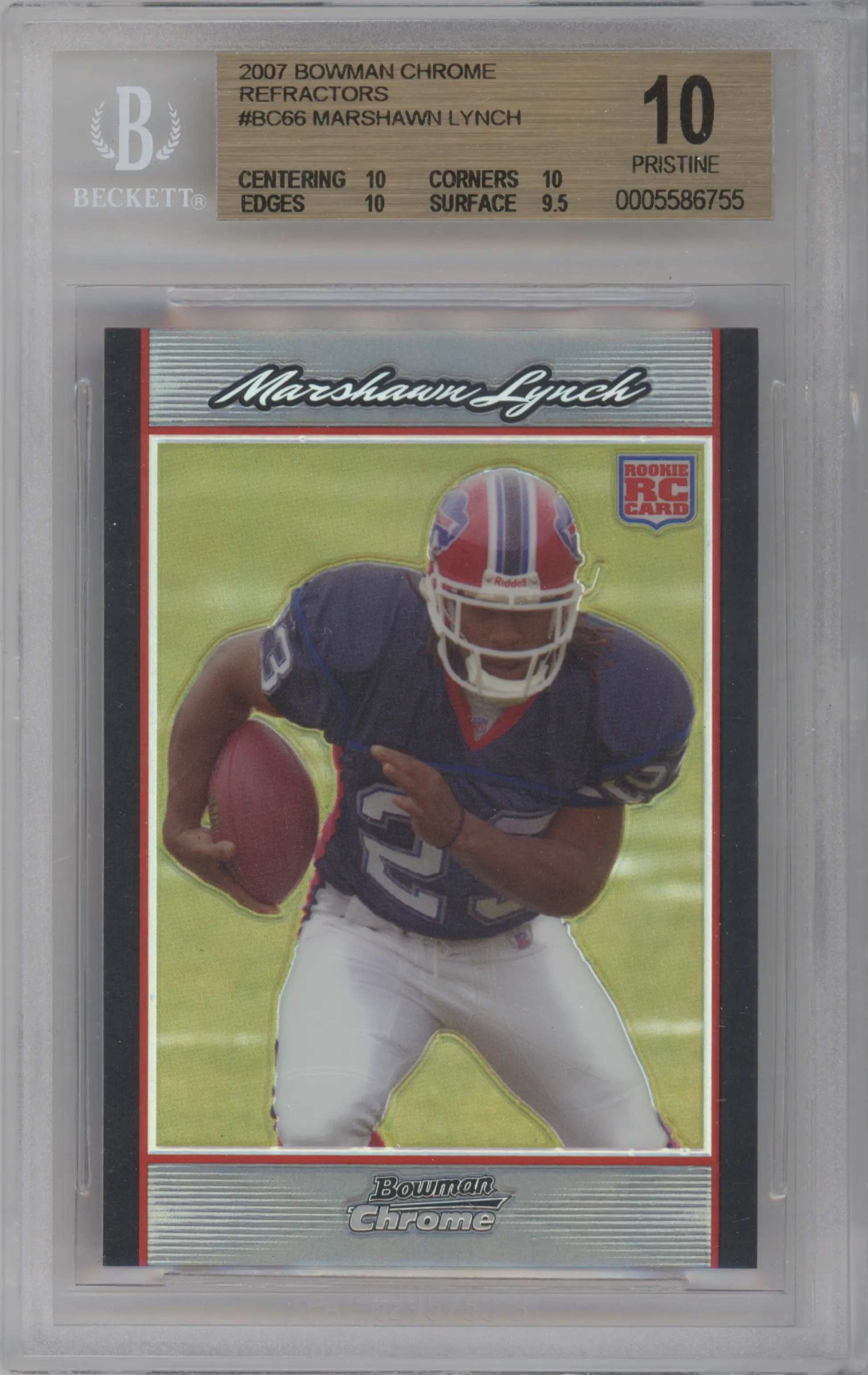 2007 Bowman Chrome Marshawn Lynch Refractor #BC66 BGS 10