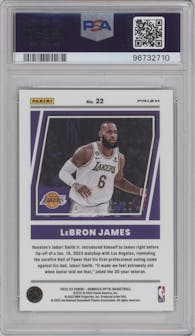 LeBron James from the 2022-23 Panini Donruss Optic  set featuring a Gold parallel graded by PSA and given an overall grade of 10.