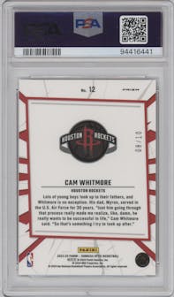 Cam Whitmore from the 2023-24 Donruss Optic set featuring a Gold Prizm parallel graded by PSA and given an overall grade of 9.