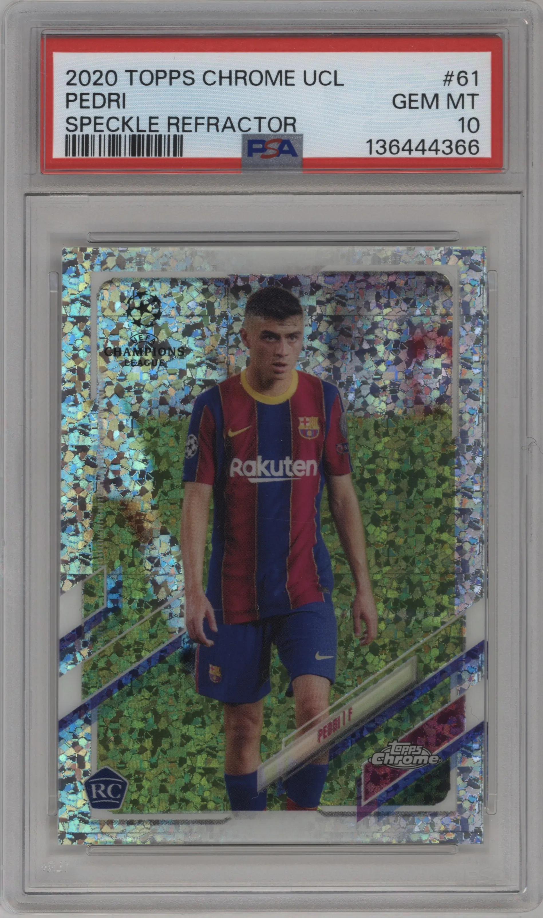 2020 Topps Chrome UEFA Champions League Pedri Speckle Refractor PSA 10