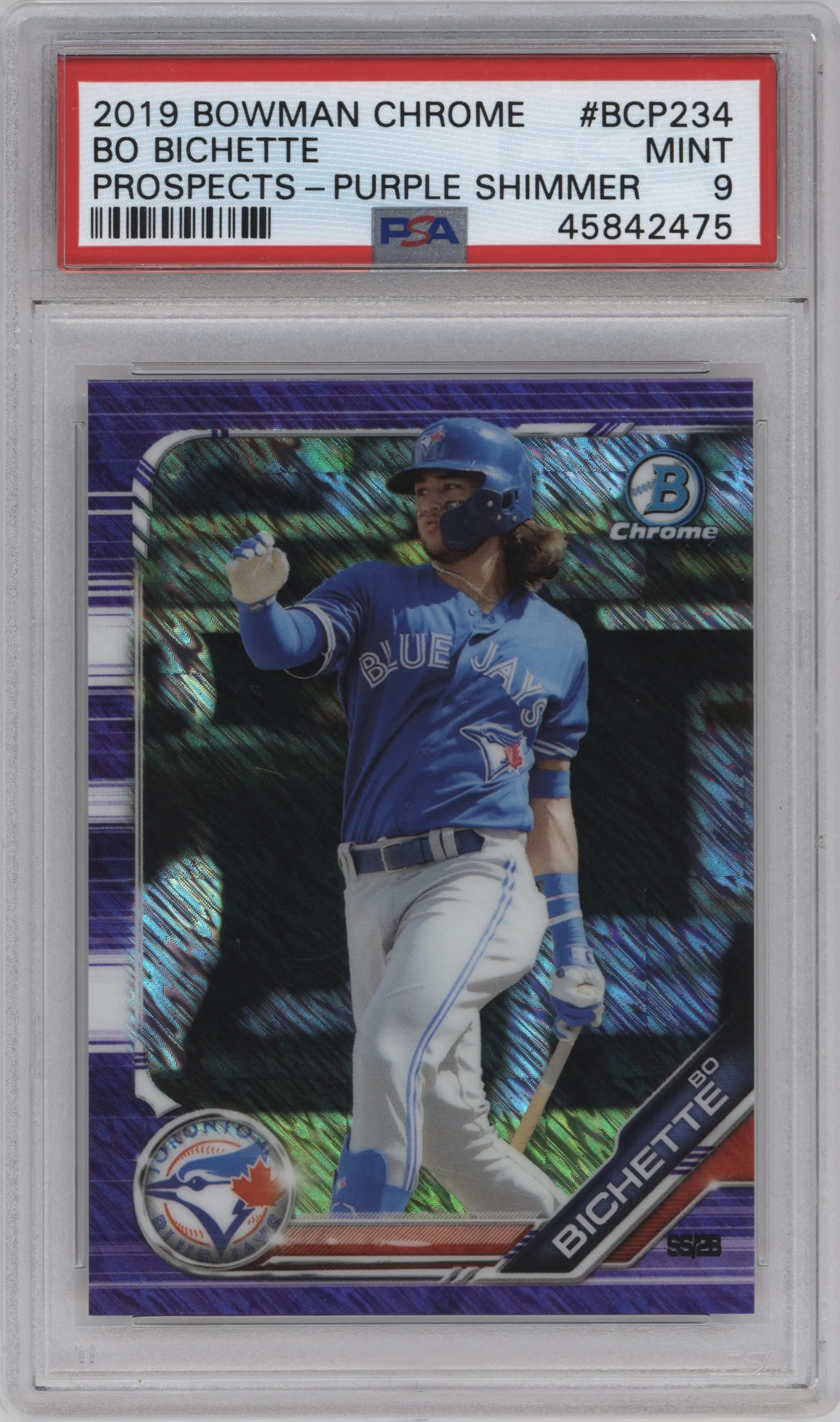 2019 Bowman Chrome Chr.Pros. Bo Bichette Purple Shimmer Refractor PSA 9
