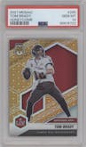 Tom Brady from the 2021 Panini Mosaic set featuring a Honeycomb parallel graded by PSA and given an overall grade of 10.