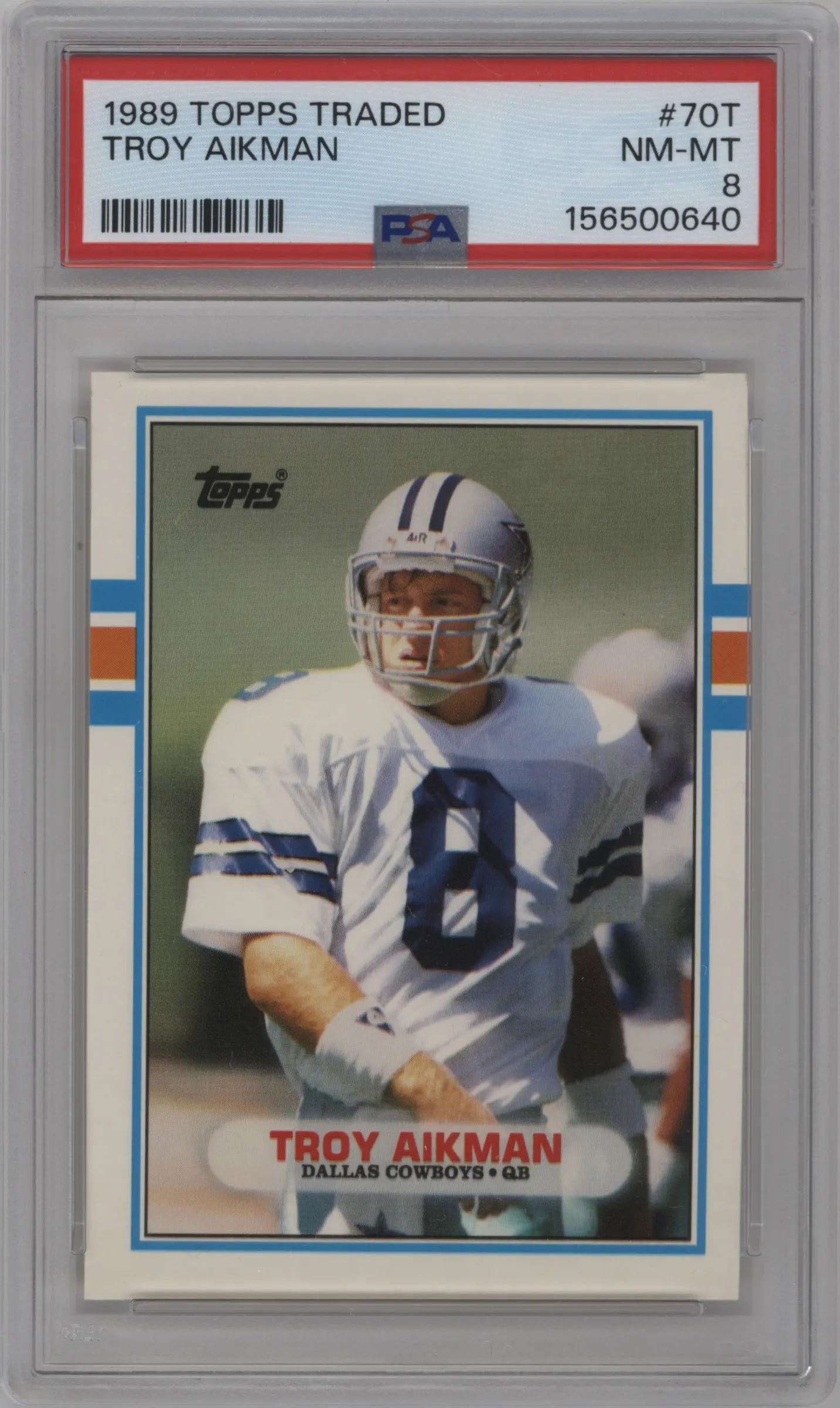 1989 Topps Traded Troy Aikman PSA 8