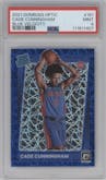 Cade Cunningham from the 2021-22 Panini Donruss Optic set featuring a Blue Velocity parallel graded by PSA and given an overall grade of 9.