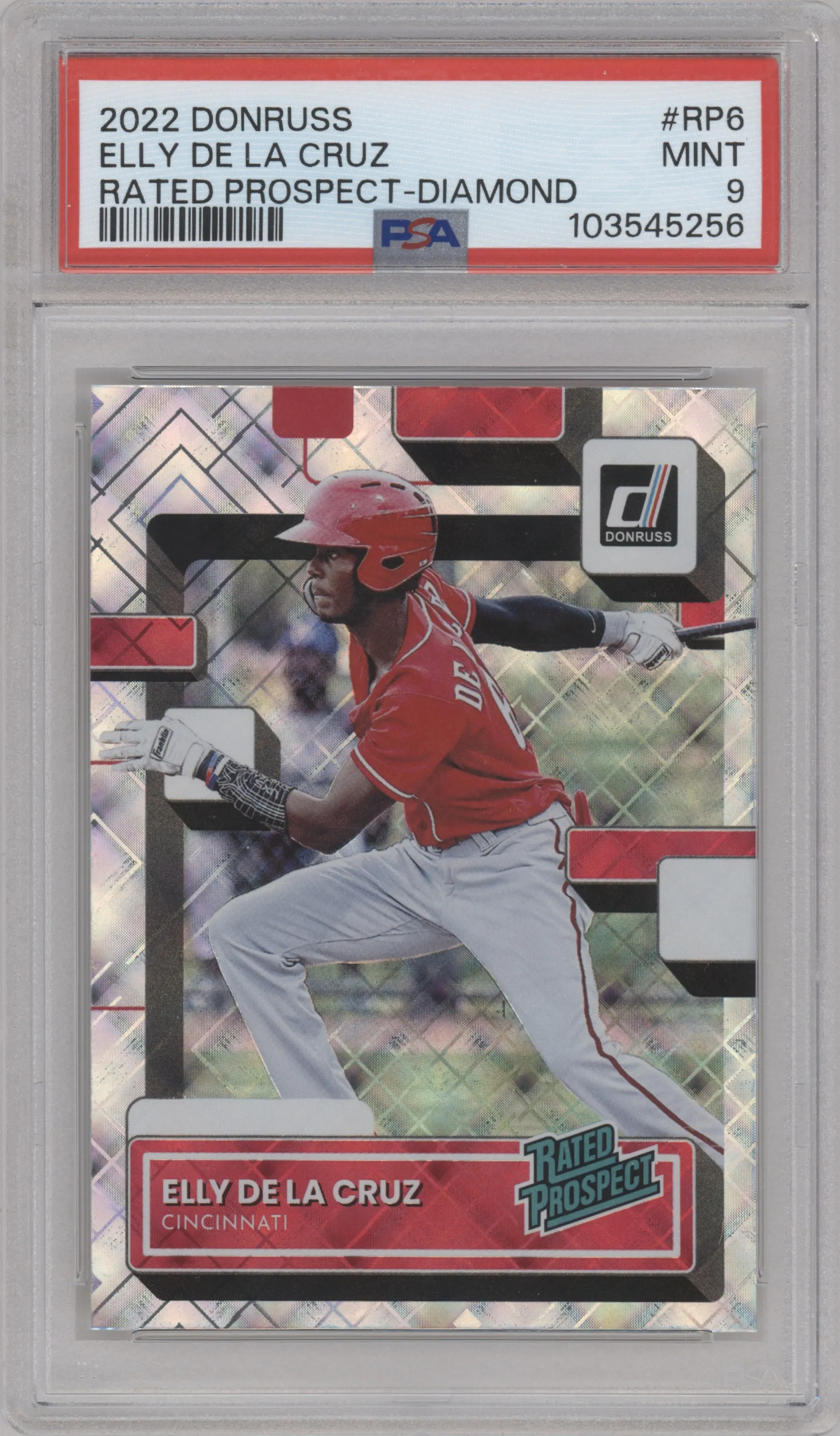 2022 Panini Donruss Rated Prospect Elly De La Cruz Diamond #RP-6 PSA 9