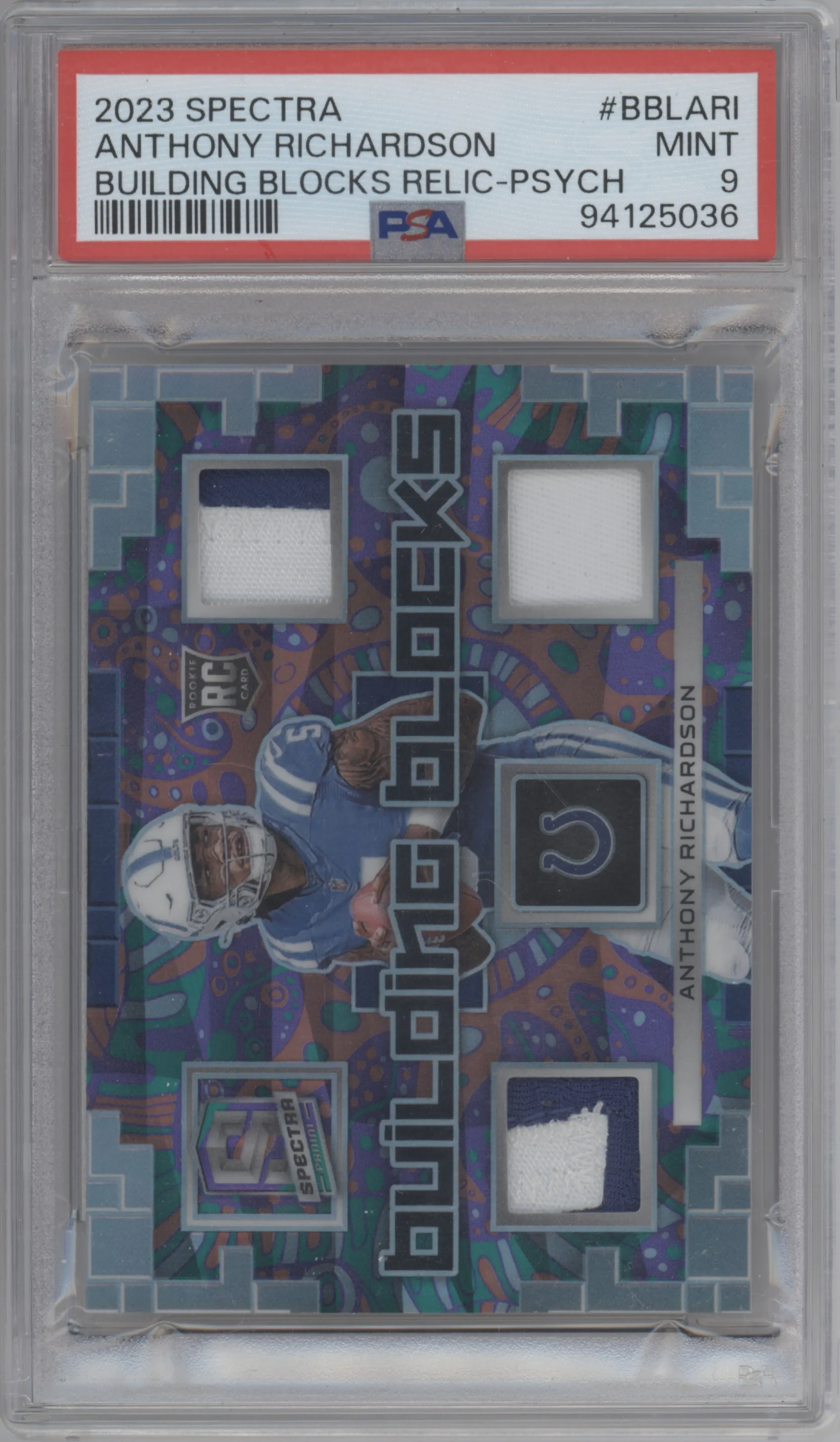 2023 Panini Spectra Building Blocks Anthony Richardson Psychedelic PSA 9