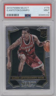 Giannis Antetokounmpo from the 2013-14 Panini Select set graded by PSA and given an overall grade of 9.