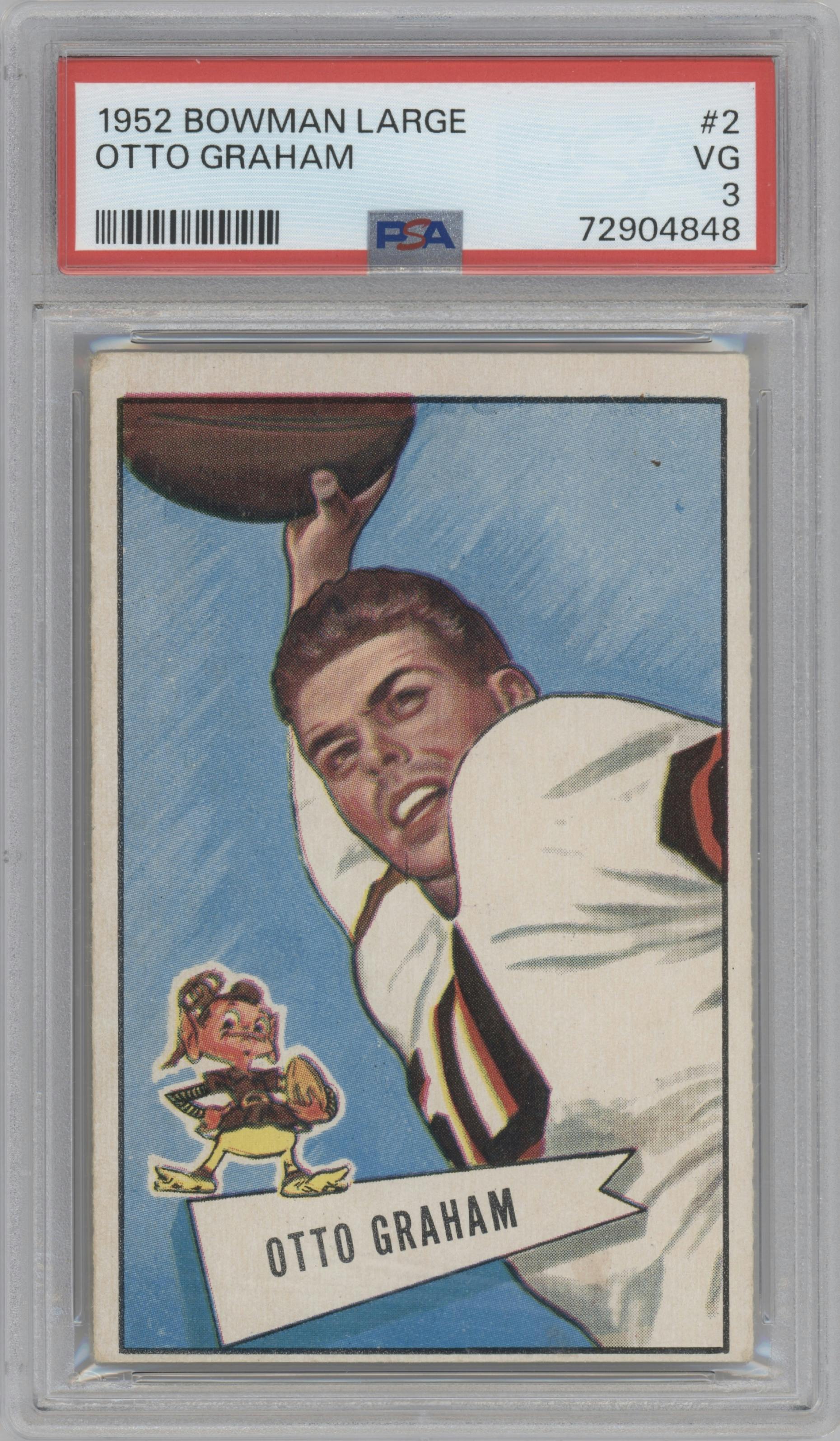Otto Graham  from the 1952 Bowman Large set graded by PSA and given an overall grade of 3.