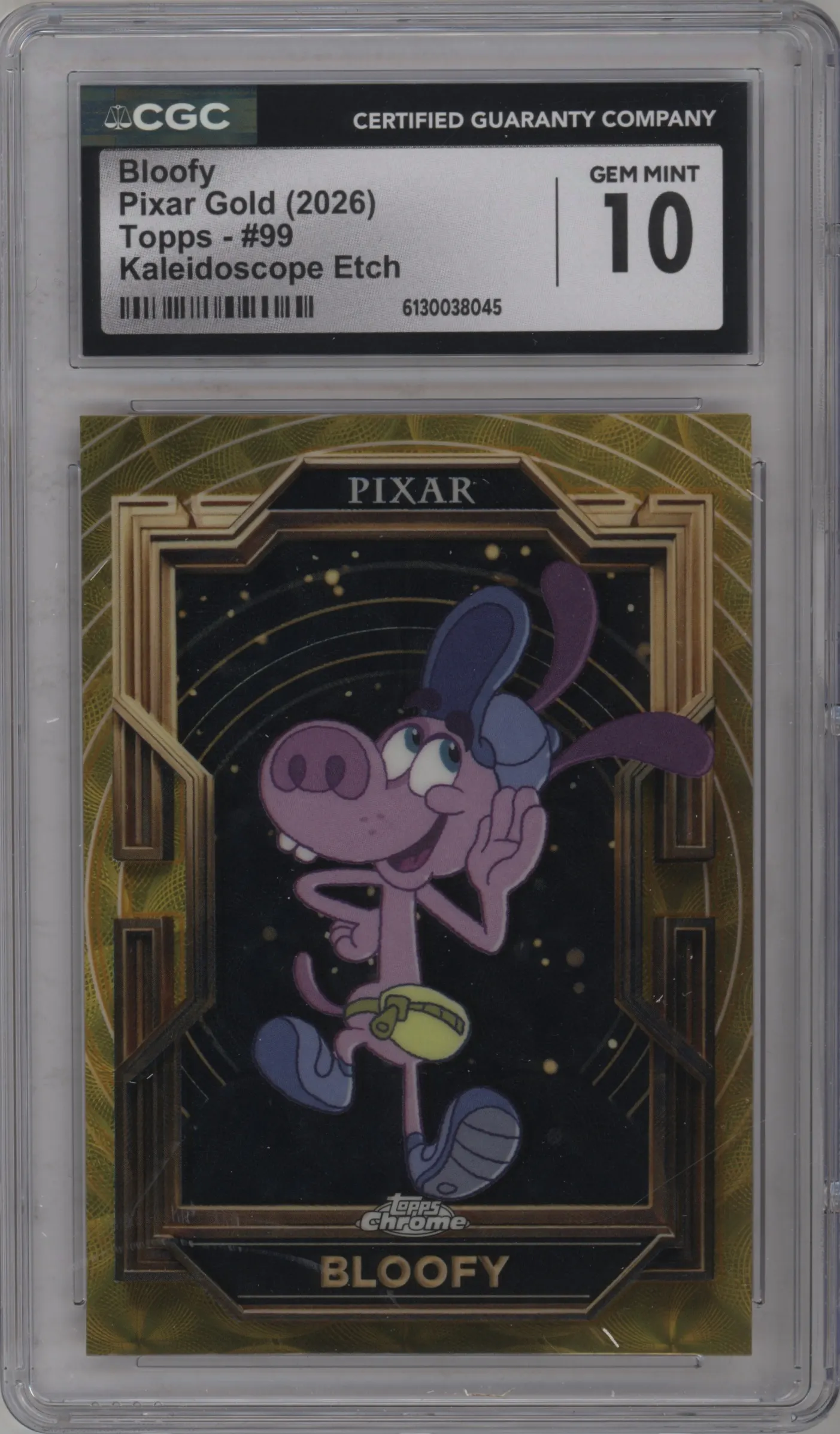 2025 Topps Pixar Gold Bloofy Kaleidoscope Etch Refractor #99 CGC 10