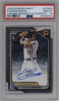 Konnor Griffin from the 2024 Bowman Draft set graded by PSA and given an overall grade of 10.