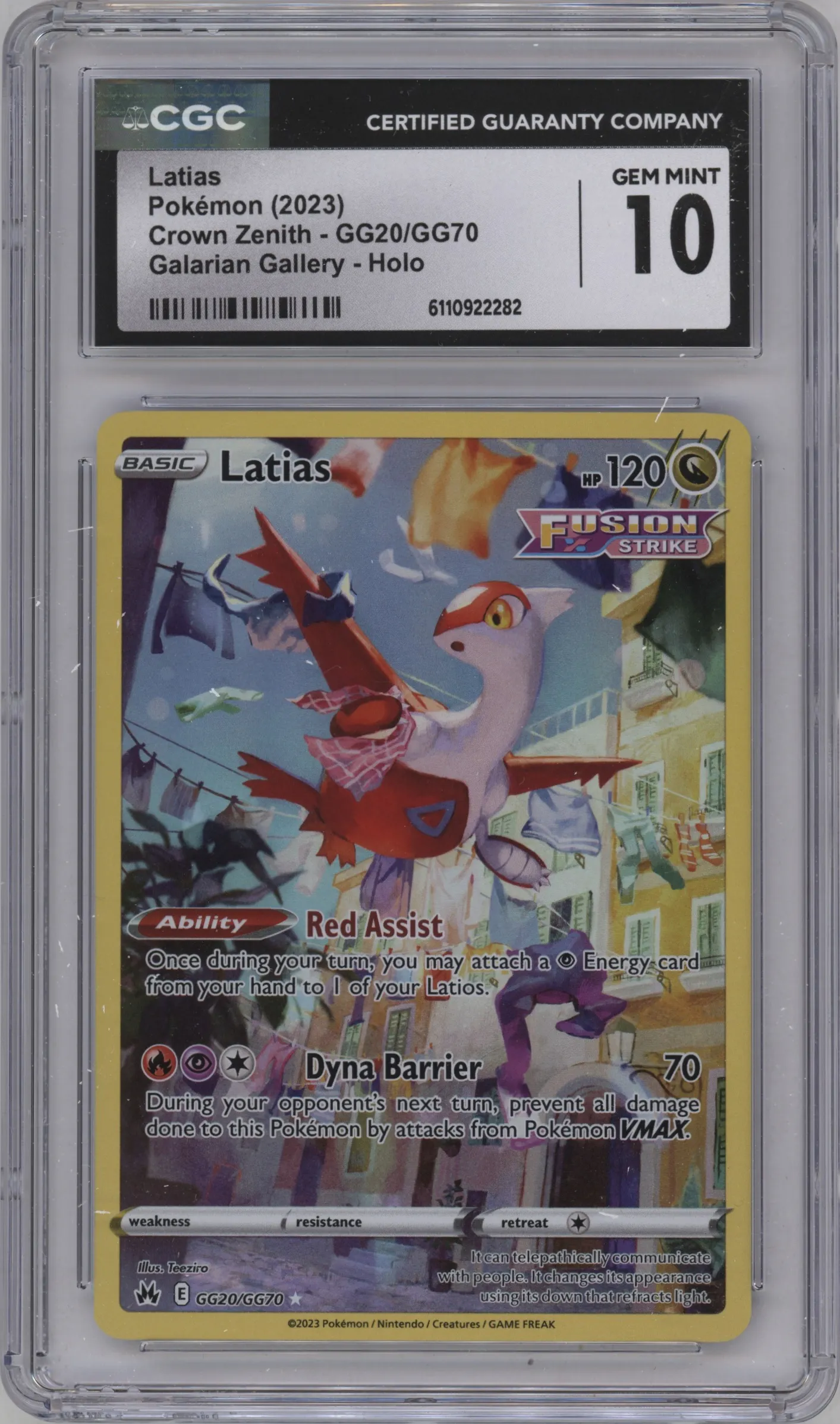 2023 Pokemon SWSH Crown Zenith GG Latias #GG20 CGC 10