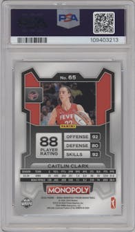 Caitlin Clark from the 2024 Panini Prizm Monopoly WNBA set graded by PSA and given an overall grade of 10.