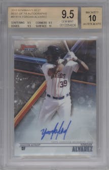 Yordan Alvarez from the 2018 Bowman’s Best set graded by Beckett and given an overall grade of 9.5.