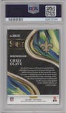 Chris Olave from the 2022 Panini Select set featuring a Tie-Dye parallel graded by PSA and given an overall grade of 9.