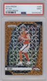 Bo Nix from the 2024 Panini Prizm set featuring a Lazer Prizm parallel graded by PSA and given an overall grade of 9.