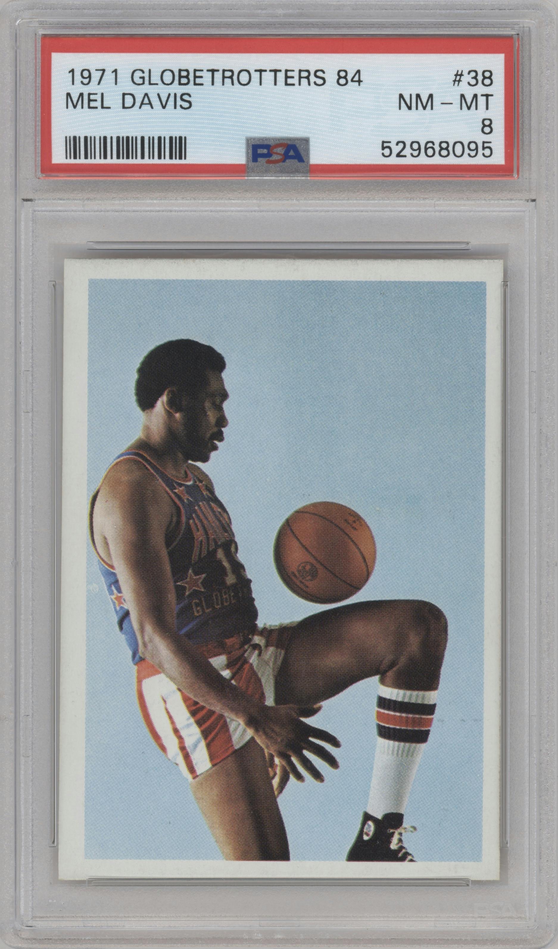 Mel Davis from the 1971 Fleer Harlem Globetrotters set graded by PSA and given an overall grade of 8.