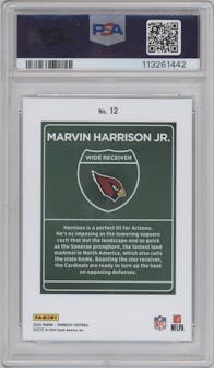 Marvin Harrison Jr. from the 2024 Donruss set graded by PSA and given an overall grade of 9.