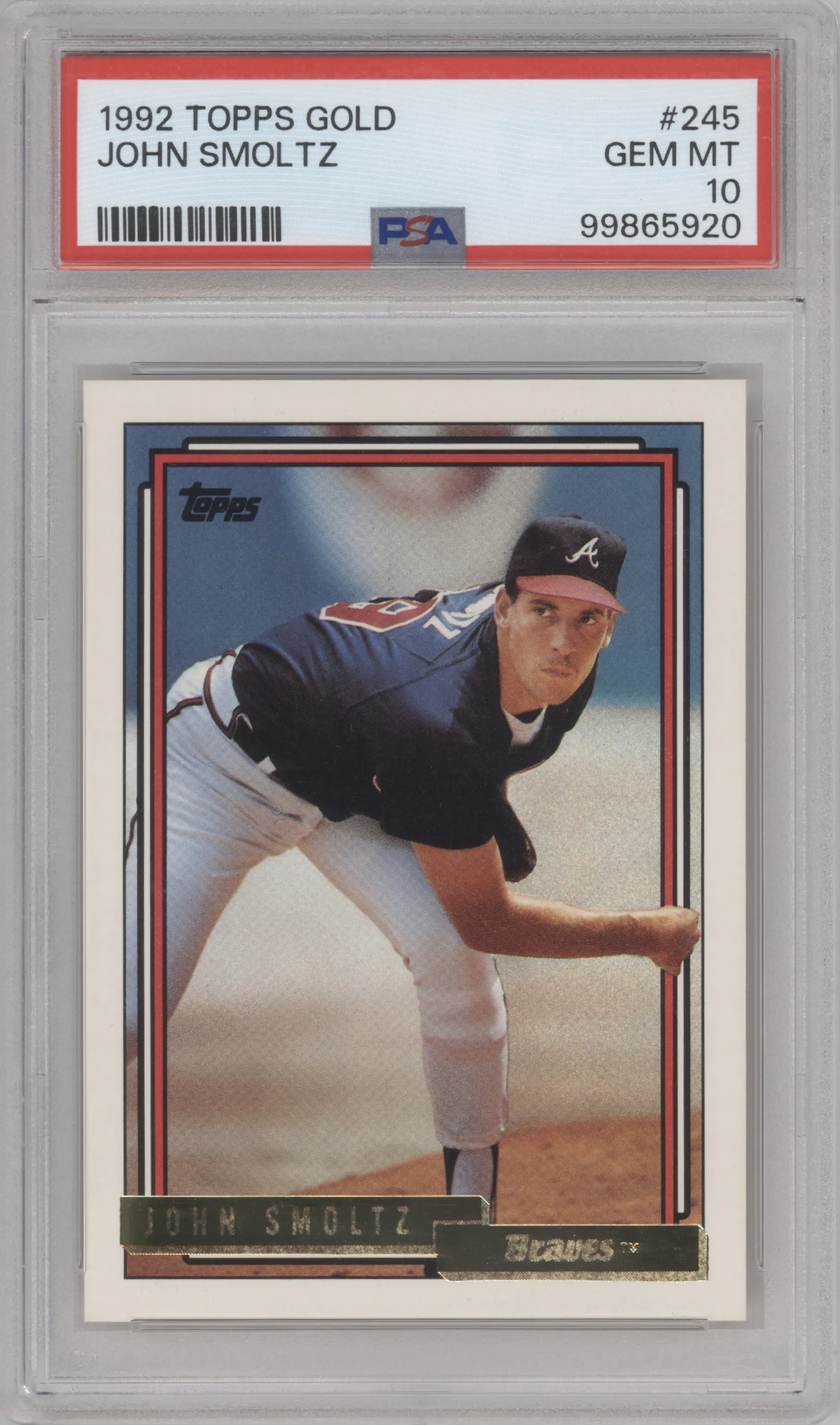 1992 Topps John Smoltz Gold PSA 10