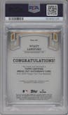 Wyatt Langford from the 2024 Topps Tier One  set featuring a Blue Foil parallel graded by PSA and given an overall grade of 10.