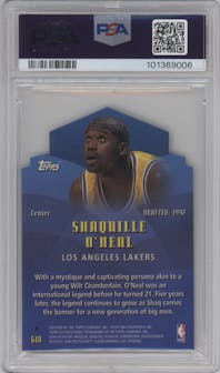 Shaquille O'Neal from the 1997-98 Topps  set featuring a Refractor parallel graded by PSA and given an overall grade of 9.