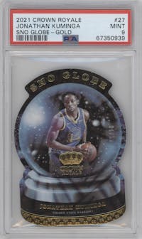 Jonathan Kuminga from the 2021-22 Crown Royale set featuring a Gold parallel graded by PSA and given an overall grade of 9.