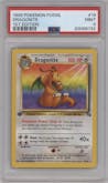 Dragonite from the 1999 Pokemon set graded by PSA and given an overall grade of 9.