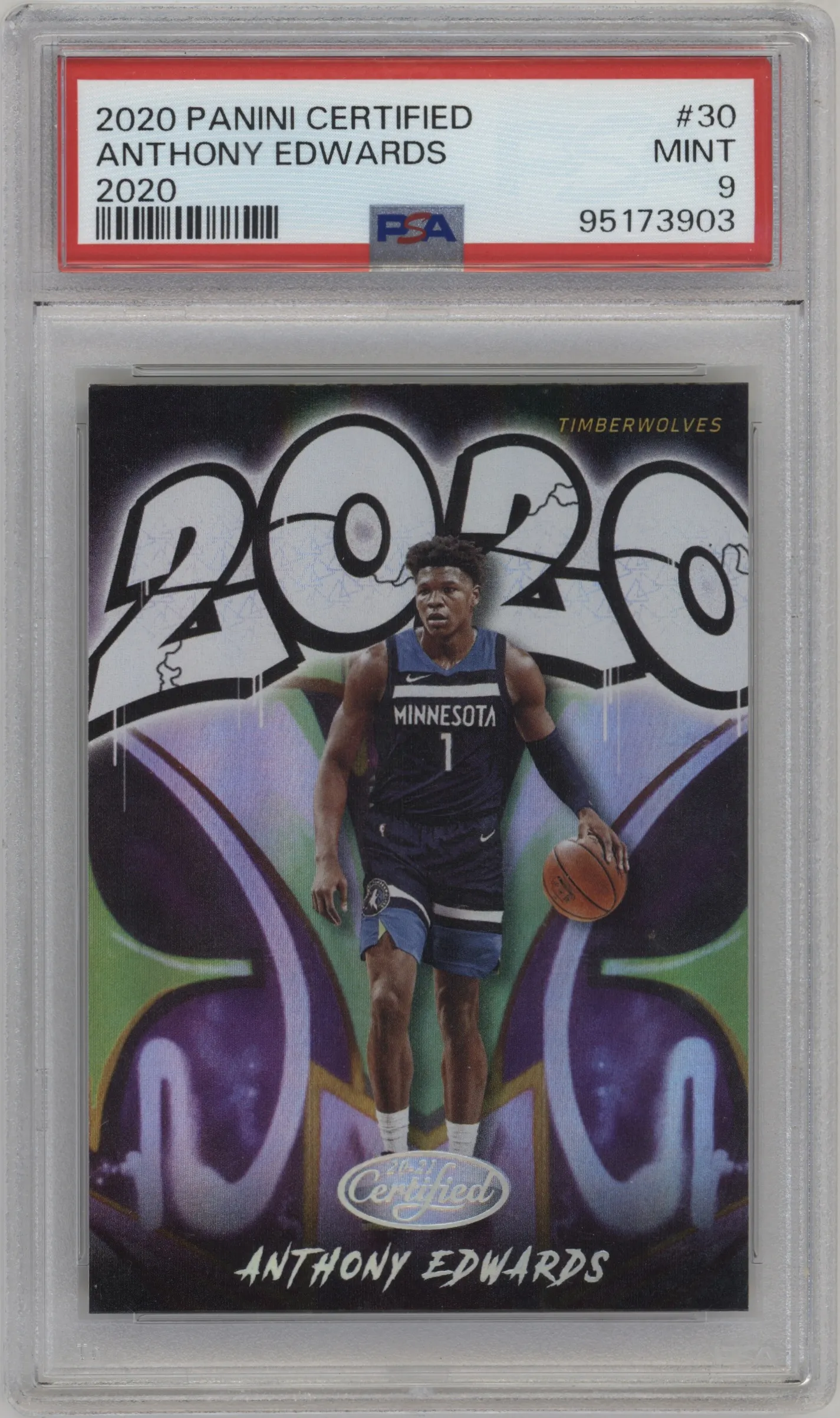 2020 Panini Certified Anthony Edwards #30 PSA 9