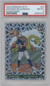 Anthony Richardson from the 2023 Donruss Optic set graded by PSA and given an overall grade of 8.